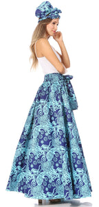 Sakkas Asma's Second Convertible Traditional Wax Print Maxi Skirt with Adjustable Straps - Buy One, Get One 50% Off skirts La Vie Bien Sakkas Asma's Second Convertible Traditional Wax Print Maxi Skirt with Adjustable Straps - Buy One, Get One 50% Off
