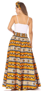 Sakkas Asma's Second Convertible Traditional Wax Print Maxi Skirt with Adjustable Straps - Buy One, Get One 50% Off skirts La Vie Bien Sakkas Asma's Second Convertible Traditional Wax Print Maxi Skirt with Adjustable Straps - Buy One, Get One 50% Off