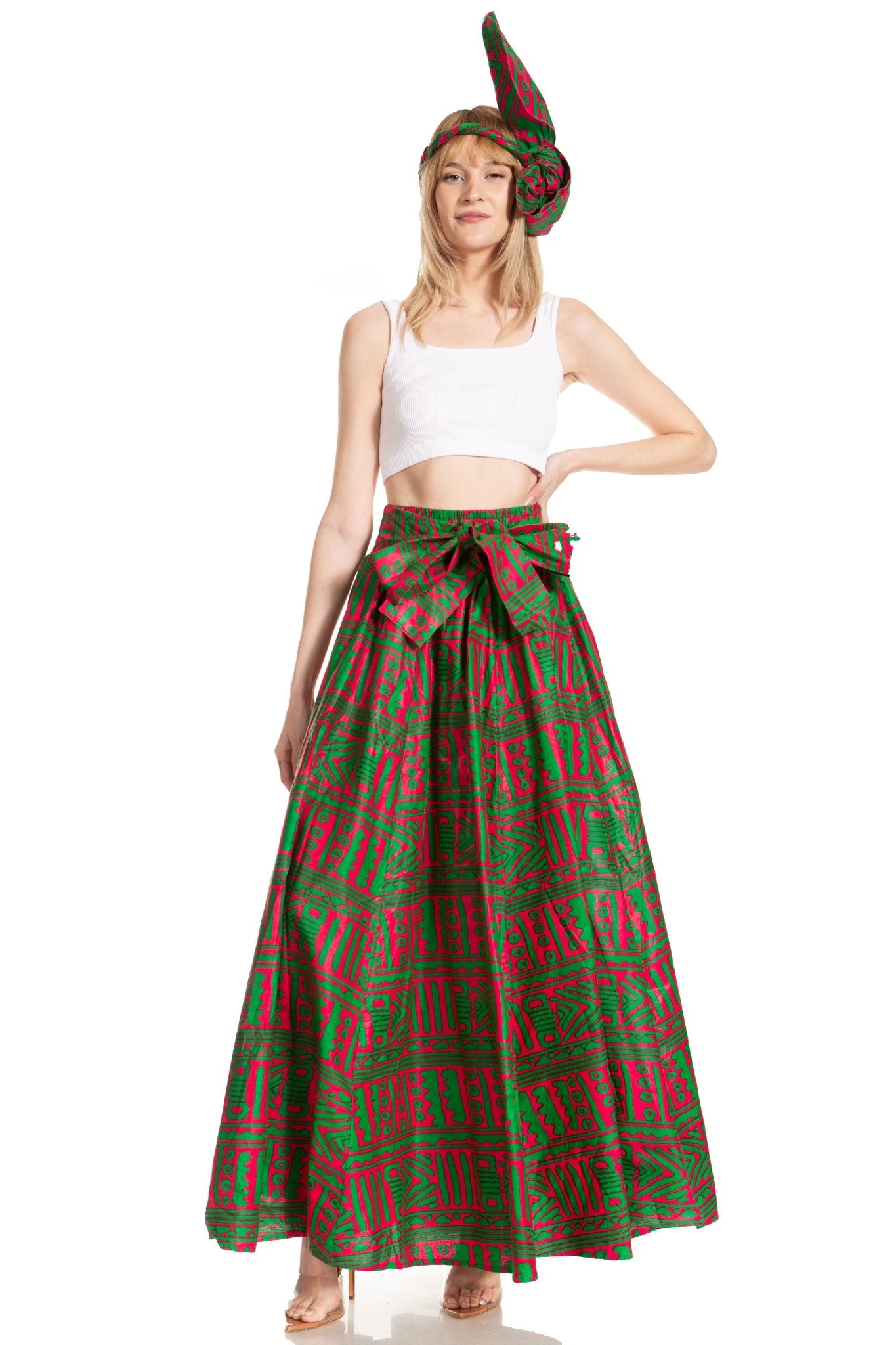 Sakkas Asma's Second Convertible Traditional Wax Print Maxi Skirt with Adjustable Straps - Buy One, Get One 50% Off skirts La Vie Bien Sakkas Asma's Second Convertible Traditional Wax Print Maxi Skirt with Adjustable Straps - Buy One, Get One 50% Off