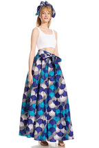 Sakkas Asma's Second Convertible Traditional Wax Print Maxi Skirt with Adjustable Straps - Buy One, Get One 50% Off skirts La Vie Bien Sakkas Asma's Second Convertible Traditional Wax Print Maxi Skirt with Adjustable Straps - Buy One, Get One 50% Off