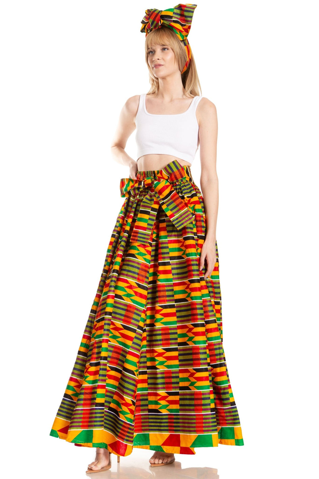 Sakkas Asma's Second Convertible Traditional Wax Print Maxi Skirt with Adjustable Straps - Buy One, Get One 50% Off skirts La Vie Bien Sakkas Asma's Second Convertible Traditional Wax Print Maxi Skirt with Adjustable Straps - Buy One, Get One 50% Off
