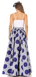 Sakkas Asma's Second Convertible Traditional Wax Print Maxi Skirt with Adjustable Straps - Buy One, Get One 50% Off skirts La Vie Bien Sakkas Asma's Second Convertible Traditional Wax Print Maxi Skirt with Adjustable Straps - Buy One, Get One 50% Off