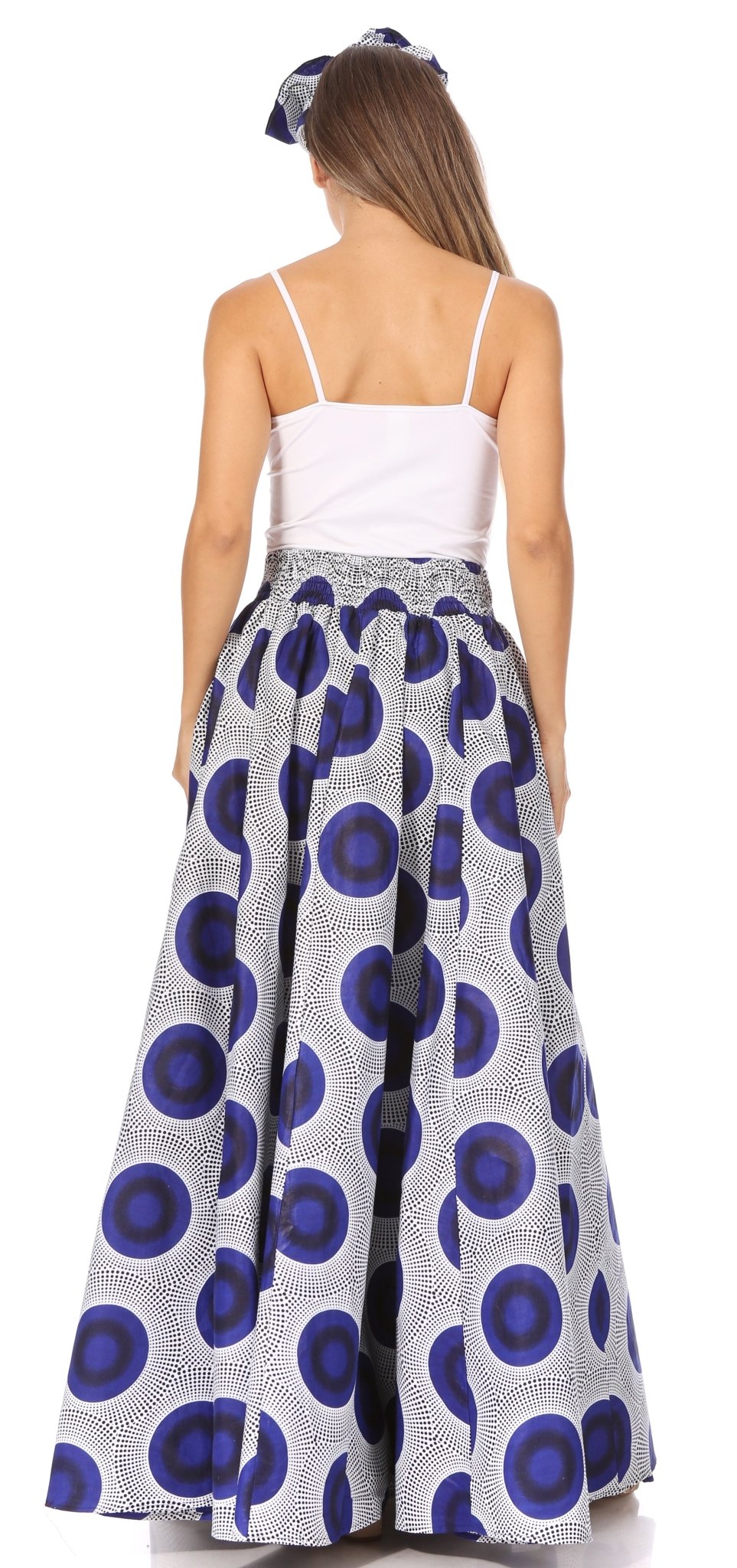 Sakkas Asma's Second Convertible Traditional Wax Print Maxi Skirt with Adjustable Straps - Buy One, Get One 50% Off skirts La Vie Bien Sakkas Asma's Second Convertible Traditional Wax Print Maxi Skirt with Adjustable Straps - Buy One, Get One 50% Off