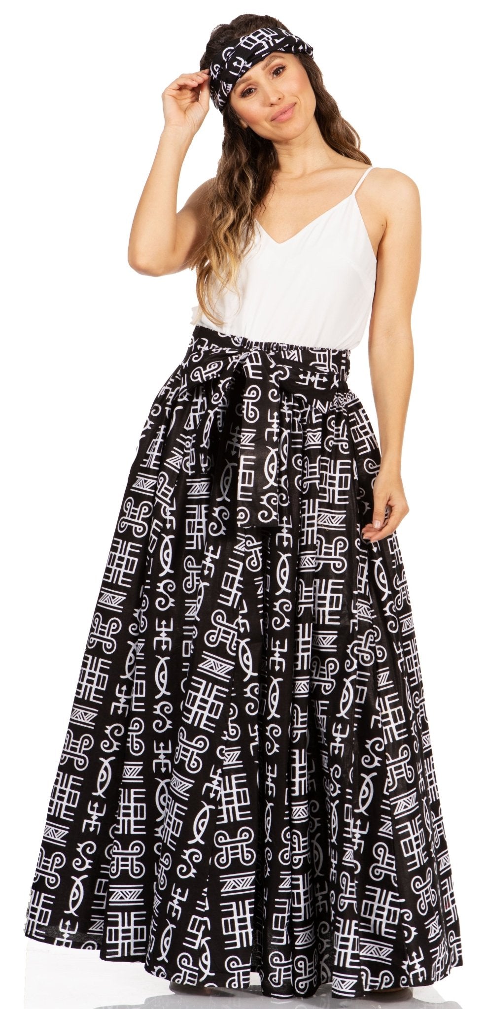 Sakkas Asma's Second Convertible Traditional Wax Print Maxi Skirt with Adjustable Straps - Buy One, Get One 50% Off skirts La Vie Bien Sakkas Asma's Second Convertible Traditional Wax Print Maxi Skirt with Adjustable Straps - Buy One, Get One 50% Off