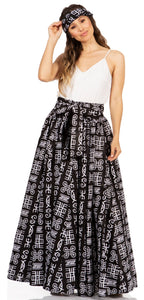 Sakkas Asma's Second Convertible Traditional Wax Print Maxi Skirt with Adjustable Straps - Buy One, Get One 50% Off skirts La Vie Bien Sakkas Asma's Second Convertible Traditional Wax Print Maxi Skirt with Adjustable Straps - Buy One, Get One 50% Off
