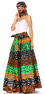 Sakkas Asma's Second Convertible Traditional Wax Print Maxi Skirt with Adjustable Straps - Buy One, Get One 50% Off skirts La Vie Bien Sakkas Asma's Second Convertible Traditional Wax Print Maxi Skirt with Adjustable Straps - Buy One, Get One 50% Off