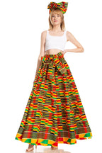Sakkas Asma's Second Convertible Traditional Wax Print Maxi Skirt with Adjustable Straps - Buy One, Get One 50% Off skirts La Vie Bien Sakkas Asma's Second Convertible Traditional Wax Print Maxi Skirt with Adjustable Straps - Buy One, Get One 50% Off