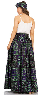 Sakkas Asma's Second Convertible Traditional Wax Print Maxi Skirt with Adjustable Straps - Buy One, Get One 50% Off skirts La Vie Bien Sakkas Asma's Second Convertible Traditional Wax Print Maxi Skirt with Adjustable Straps - Buy One, Get One 50% Off