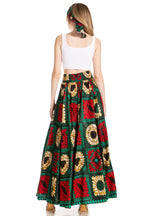 Sakkas Asma's Second Convertible Traditional Wax Print Maxi Skirt with Adjustable Straps - Buy One, Get One 50% Off skirts La Vie Bien Sakkas Asma's Second Convertible Traditional Wax Print Maxi Skirt with Adjustable Straps - Buy One, Get One 50% Off