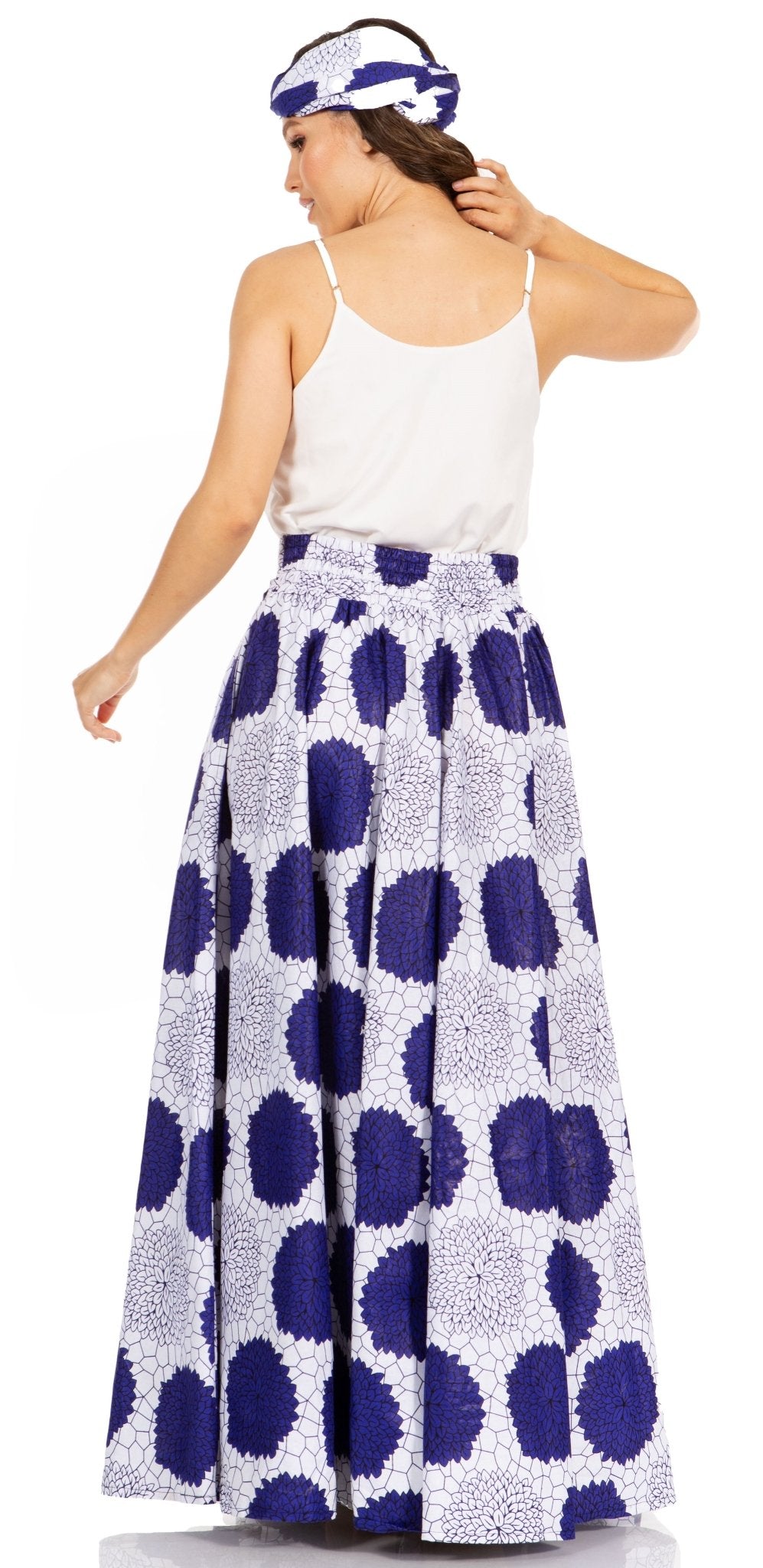 Sakkas Asma's Second Convertible Traditional Wax Print Maxi Skirt with Adjustable Straps - Buy One, Get One 50% Off skirts La Vie Bien Sakkas Asma's Second Convertible Traditional Wax Print Maxi Skirt with Adjustable Straps - Buy One, Get One 50% Off
