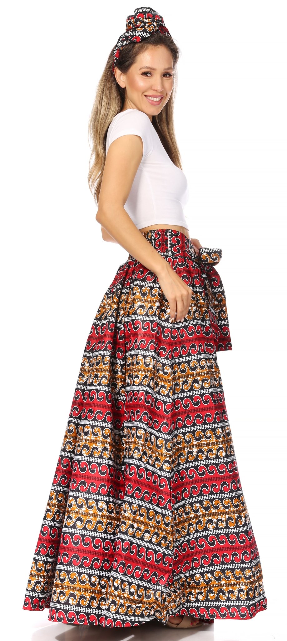 Sakkas Asma's Second Convertible Traditional Wax Print Maxi Skirt with Adjustable Straps - Buy One, Get One 50% Off skirts La Vie Bien Sakkas Asma's Second Convertible Traditional Wax Print Maxi Skirt with Adjustable Straps - Buy One, Get One 50% Off