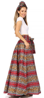 Sakkas Asma's Second Convertible Traditional Wax Print Maxi Skirt with Adjustable Straps - Buy One, Get One 50% Off skirts La Vie Bien Sakkas Asma's Second Convertible Traditional Wax Print Maxi Skirt with Adjustable Straps - Buy One, Get One 50% Off