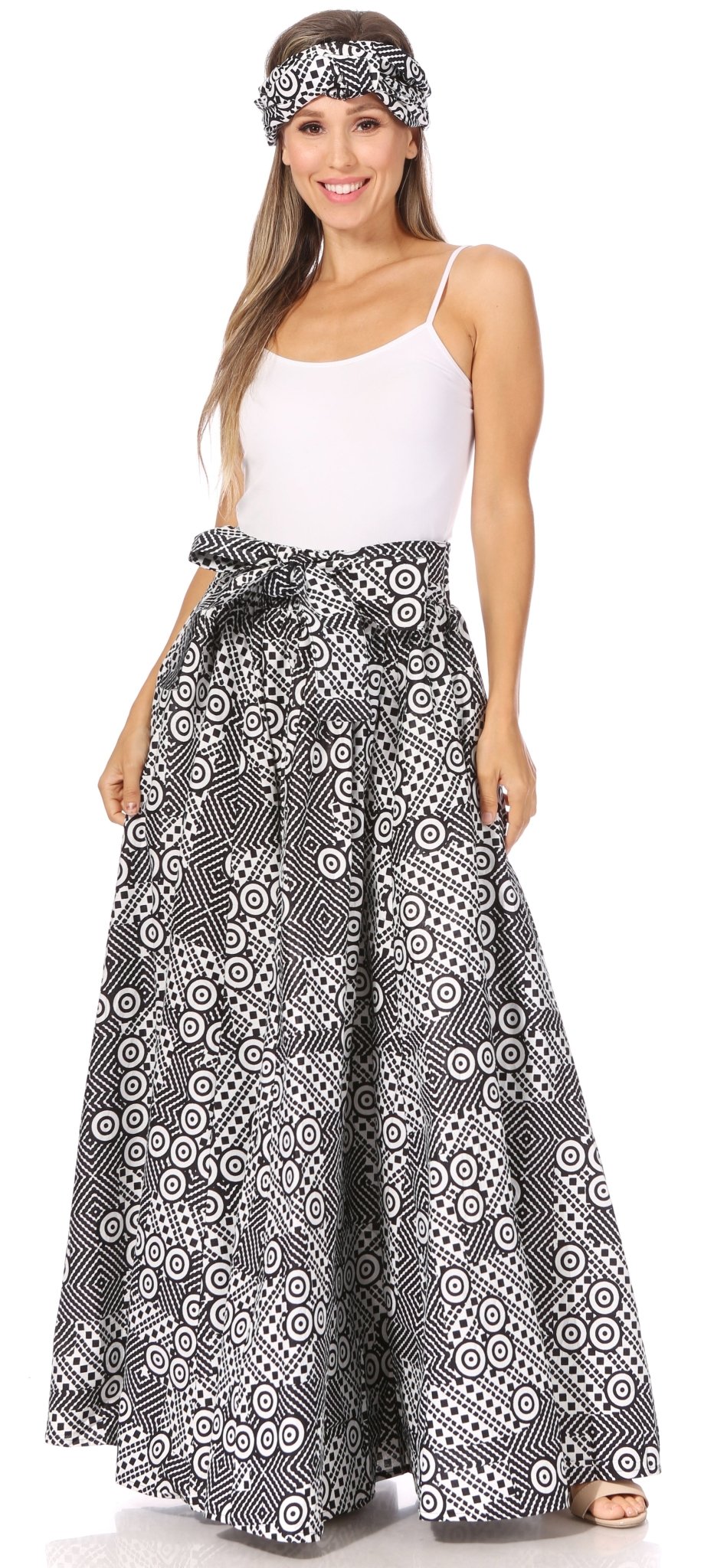 Sakkas Asma's Second Convertible Traditional Wax Print Maxi Skirt with Adjustable Straps - Buy One, Get One 50% Off skirts La Vie Bien Sakkas Asma's Second Convertible Traditional Wax Print Maxi Skirt with Adjustable Straps - Buy One, Get One 50% Off