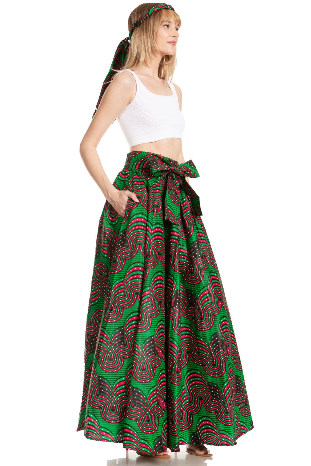 Sakkas Asma's Second Convertible Traditional Wax Print Maxi Skirt with Adjustable Straps - Buy One, Get One 50% Off skirts La Vie Bien Sakkas Asma's Second Convertible Traditional Wax Print Maxi Skirt with Adjustable Straps - Buy One, Get One 50% Off