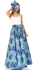 Sakkas Asma's Second Convertible Traditional Wax Print Maxi Skirt with Adjustable Straps - Buy One, Get One 50% Off skirts La Vie Bien Sakkas Asma's Second Convertible Traditional Wax Print Maxi Skirt with Adjustable Straps - Buy One, Get One 50% Off
