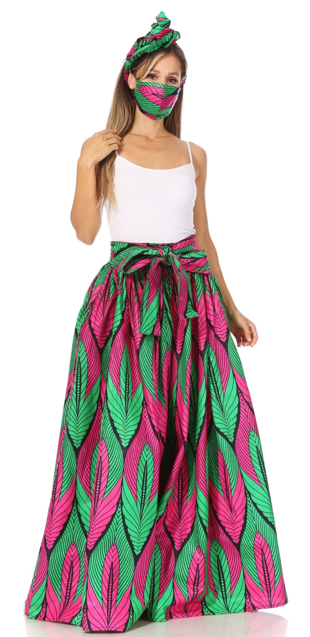 Sakkas Asma's Second Convertible Traditional Wax Print Maxi Skirt with Adjustable Straps - Buy One, Get One 50% Off skirts La Vie Bien Sakkas Asma's Second Convertible Traditional Wax Print Maxi Skirt with Adjustable Straps - Buy One, Get One 50% Off