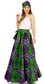 Sakkas Asma's Second Convertible Traditional Wax Print Maxi Skirt with Adjustable Straps - Buy One, Get One 50% Off skirts La Vie Bien Sakkas Asma's Second Convertible Traditional Wax Print Maxi Skirt with Adjustable Straps - Buy One, Get One 50% Off