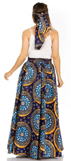 Sakkas Asma's Second Convertible Traditional Wax Print Maxi Skirt with Adjustable Straps - Buy One, Get One 50% Off skirts La Vie Bien Sakkas Asma's Second Convertible Traditional Wax Print Maxi Skirt with Adjustable Straps - Buy One, Get One 50% Off