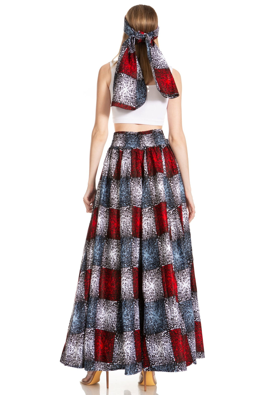 Sakkas Asma's Second Convertible Traditional Wax Print Maxi Skirt with Adjustable Straps - Buy One, Get One 50% Off skirts La Vie Bien Sakkas Asma's Second Convertible Traditional Wax Print Maxi Skirt with Adjustable Straps - Buy One, Get One 50% Off