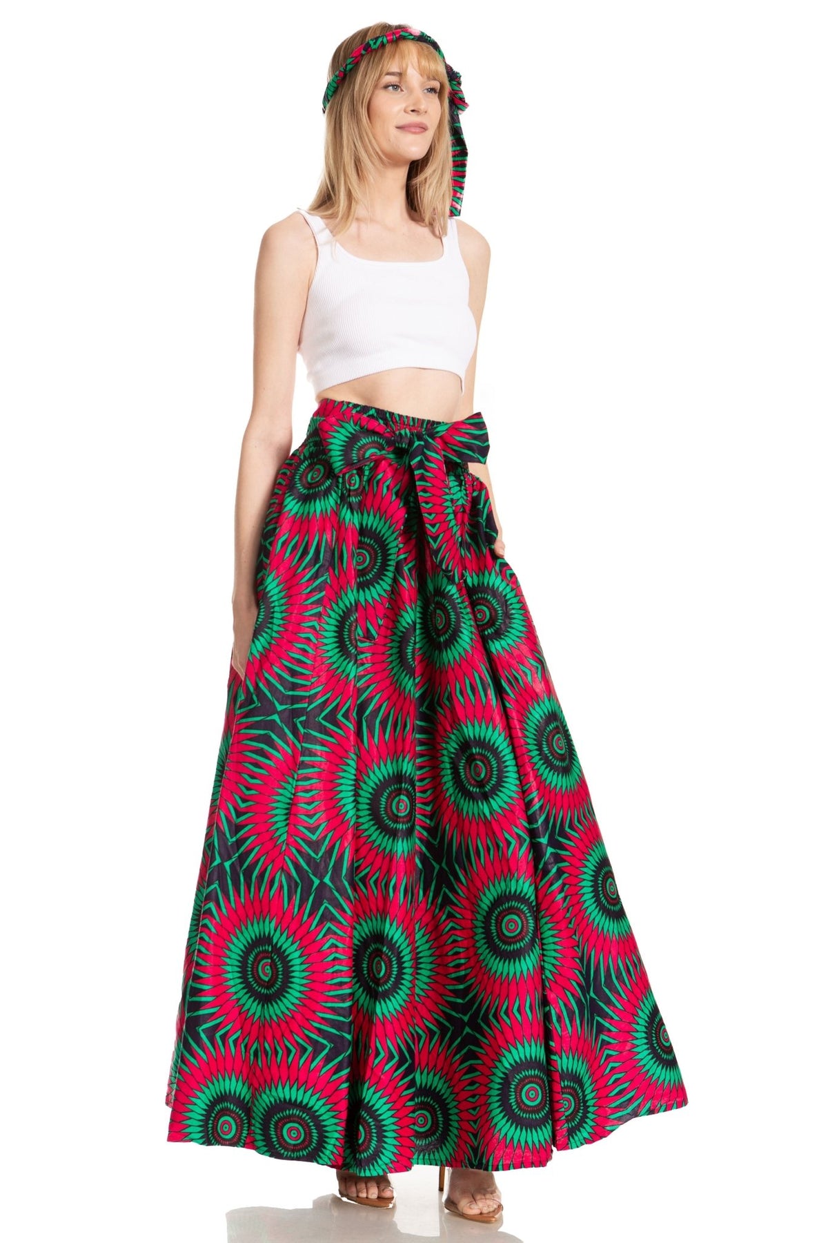 Sakkas Asma's Second Convertible Traditional Wax Print Maxi Skirt with Adjustable Straps - Buy One, Get One 50% Off skirts La Vie Bien Sakkas Asma's Second Convertible Traditional Wax Print Maxi Skirt with Adjustable Straps - Buy One, Get One 50% Off