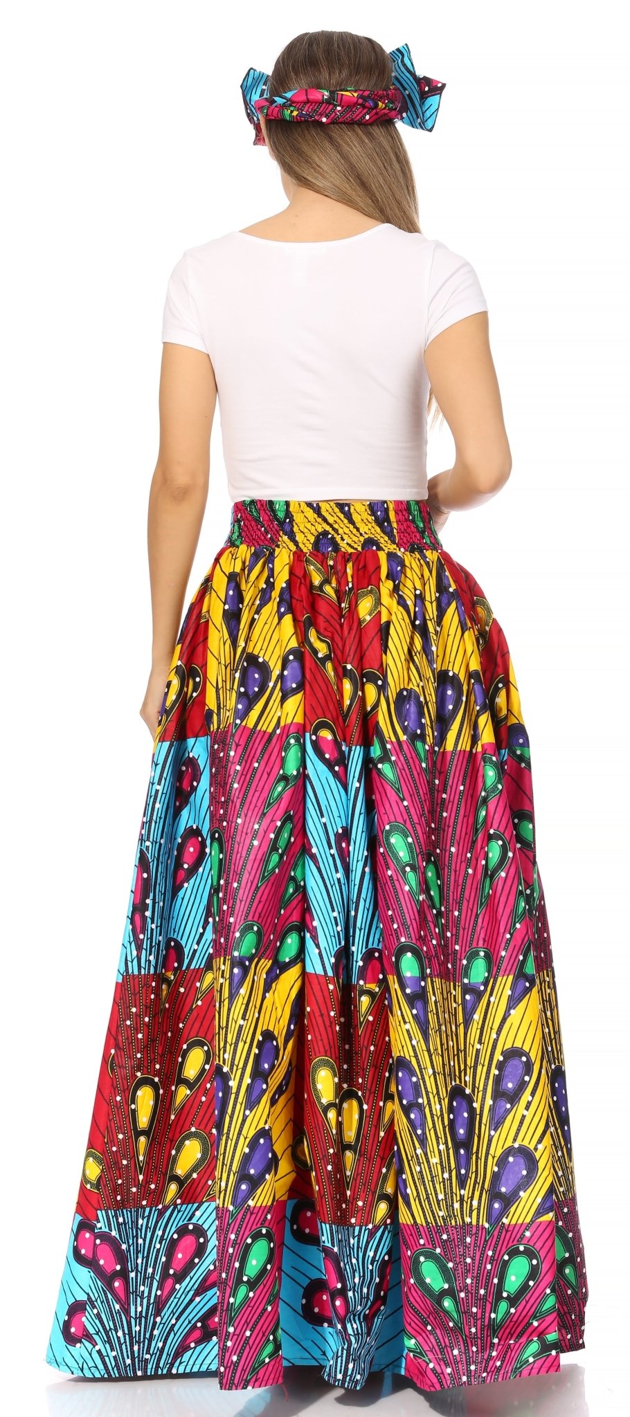 Sakkas Asma's Second Convertible Traditional Wax Print Maxi Skirt with Adjustable Straps - Buy One, Get One 50% Off skirts La Vie Bien Sakkas Asma's Second Convertible Traditional Wax Print Maxi Skirt with Adjustable Straps - Buy One, Get One 50% Off