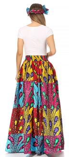 Sakkas Asma's Second Convertible Traditional Wax Print Maxi Skirt with Adjustable Straps - Buy One, Get One 50% Off skirts La Vie Bien Sakkas Asma's Second Convertible Traditional Wax Print Maxi Skirt with Adjustable Straps - Buy One, Get One 50% Off