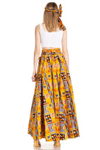 Sakkas Asma's Second Convertible Traditional Wax Print Maxi Skirt with Adjustable Straps - Buy One, Get One 50% Off skirts La Vie Bien Sakkas Asma's Second Convertible Traditional Wax Print Maxi Skirt with Adjustable Straps - Buy One, Get One 50% Off