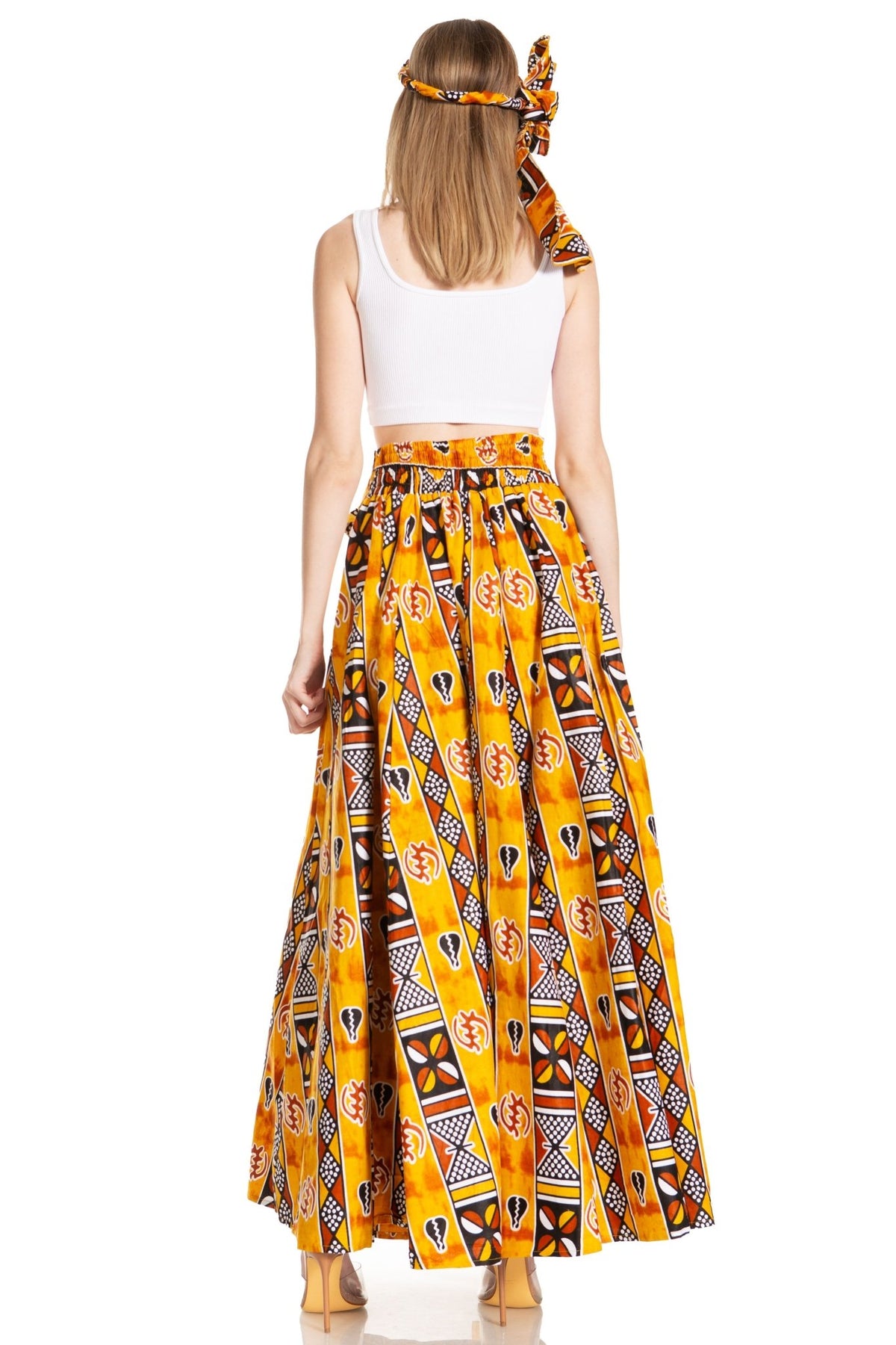 Sakkas Asma's Second Convertible Traditional Wax Print Maxi Skirt with Adjustable Straps - Buy One, Get One 50% Off skirts La Vie Bien Sakkas Asma's Second Convertible Traditional Wax Print Maxi Skirt with Adjustable Straps - Buy One, Get One 50% Off