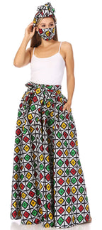 Sakkas Asma's Second Convertible Traditional Wax Print Maxi Skirt with Adjustable Straps - Buy One, Get One 50% Off skirts La Vie Bien Sakkas Asma's Second Convertible Traditional Wax Print Maxi Skirt with Adjustable Straps - Buy One, Get One 50% Off