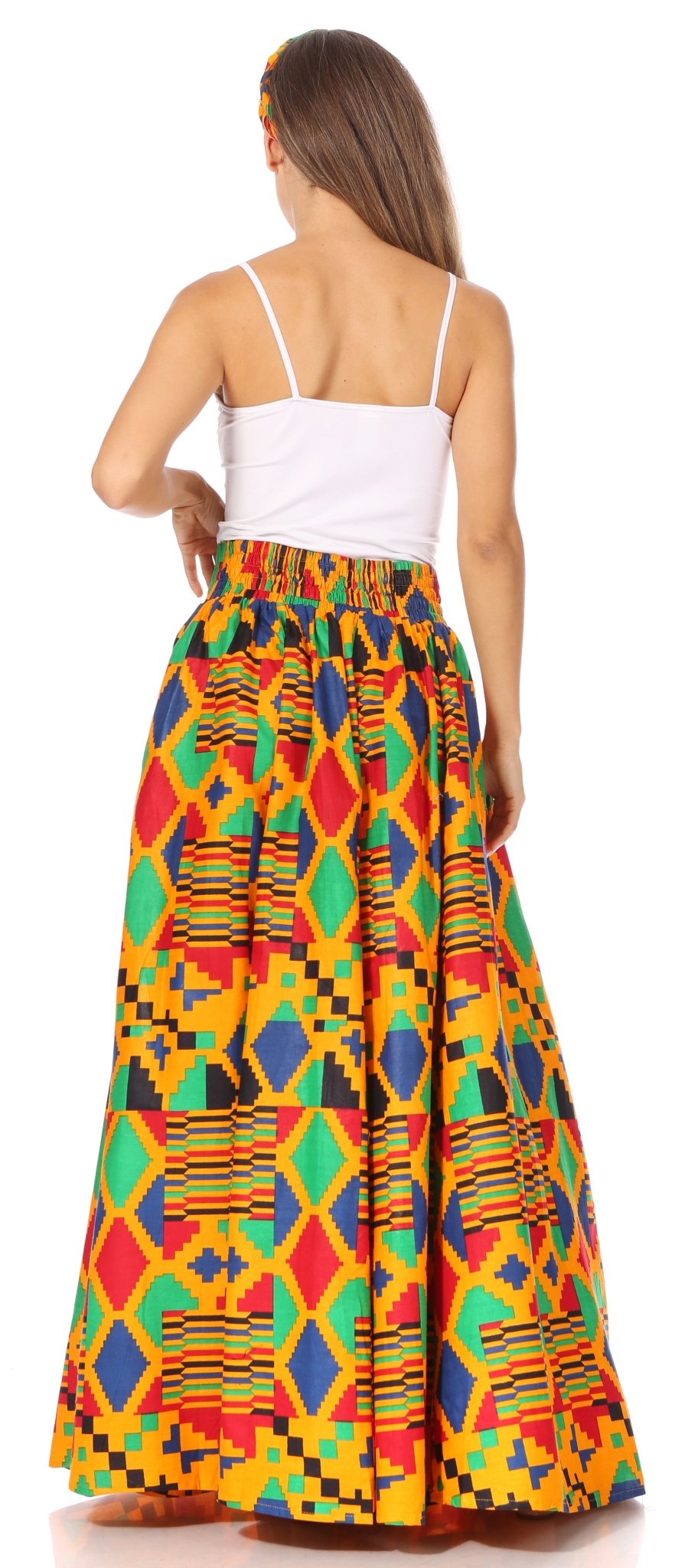 Sakkas Asma's Second Convertible Traditional Wax Print Maxi Skirt with Adjustable Straps - Buy One, Get One 50% Off skirts La Vie Bien Sakkas Asma's Second Convertible Traditional Wax Print Maxi Skirt with Adjustable Straps - Buy One, Get One 50% Off