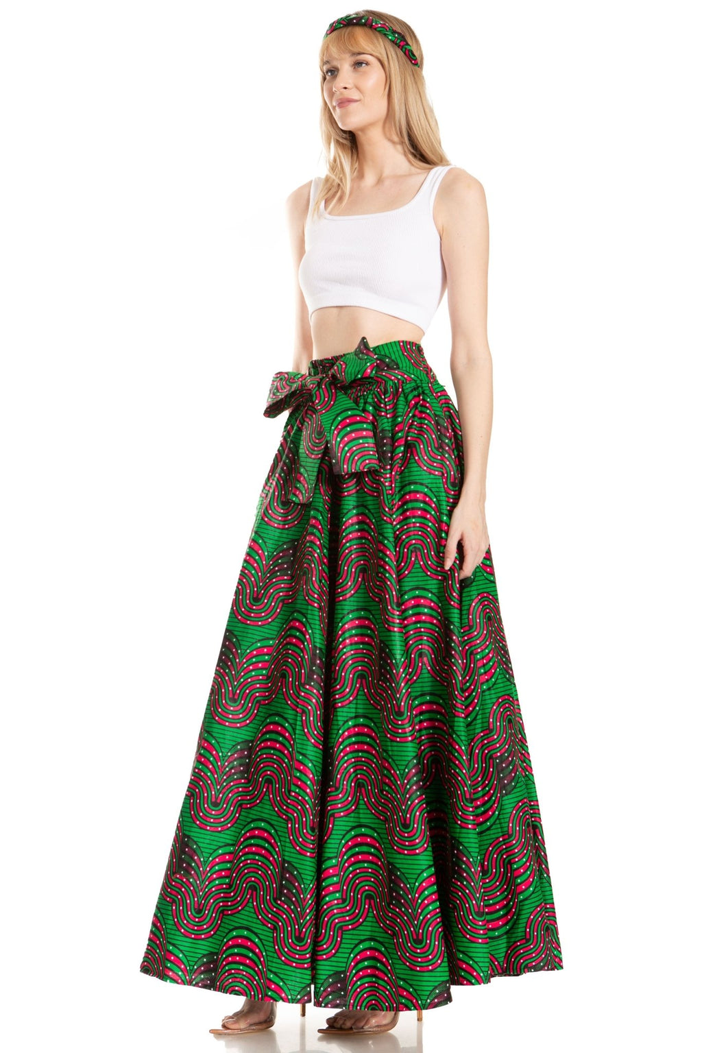 Sakkas Asma's Second Convertible Traditional Wax Print Maxi Skirt with Adjustable Straps - Buy One, Get One 50% Off skirts La Vie Bien Sakkas Asma's Second Convertible Traditional Wax Print Maxi Skirt with Adjustable Straps - Buy One, Get One 50% Off