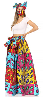 Sakkas Asma's Second Convertible Traditional Wax Print Maxi Skirt with Adjustable Straps - Buy One, Get One 50% Off skirts La Vie Bien Sakkas Asma's Second Convertible Traditional Wax Print Maxi Skirt with Adjustable Straps - Buy One, Get One 50% Off