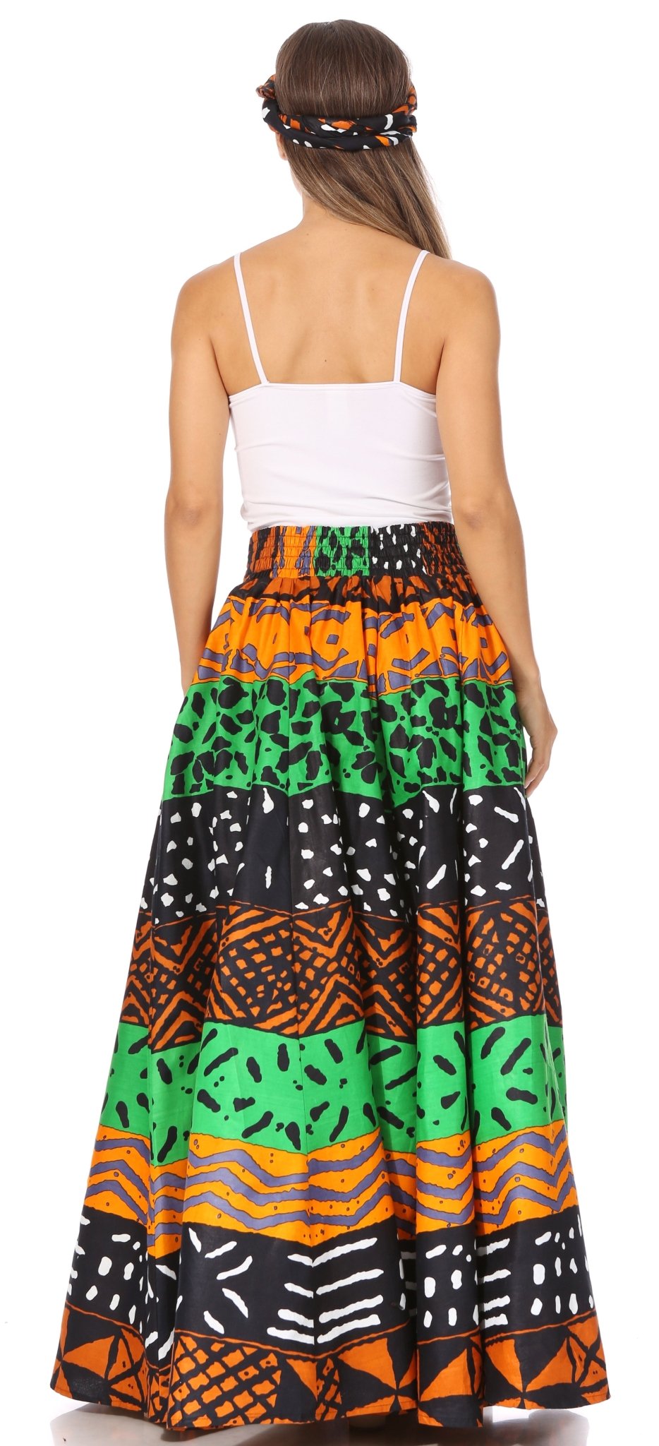 Sakkas Asma's Second Convertible Traditional Wax Print Maxi Skirt with Adjustable Straps - Buy One, Get One 50% Off skirts La Vie Bien Sakkas Asma's Second Convertible Traditional Wax Print Maxi Skirt with Adjustable Straps - Buy One, Get One 50% Off