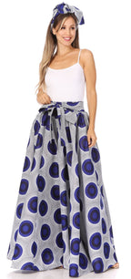 Sakkas Asma's Second Convertible Traditional Wax Print Maxi Skirt with Adjustable Straps - Buy One, Get One 50% Off skirts La Vie Bien Sakkas Asma's Second Convertible Traditional Wax Print Maxi Skirt with Adjustable Straps - Buy One, Get One 50% Off
