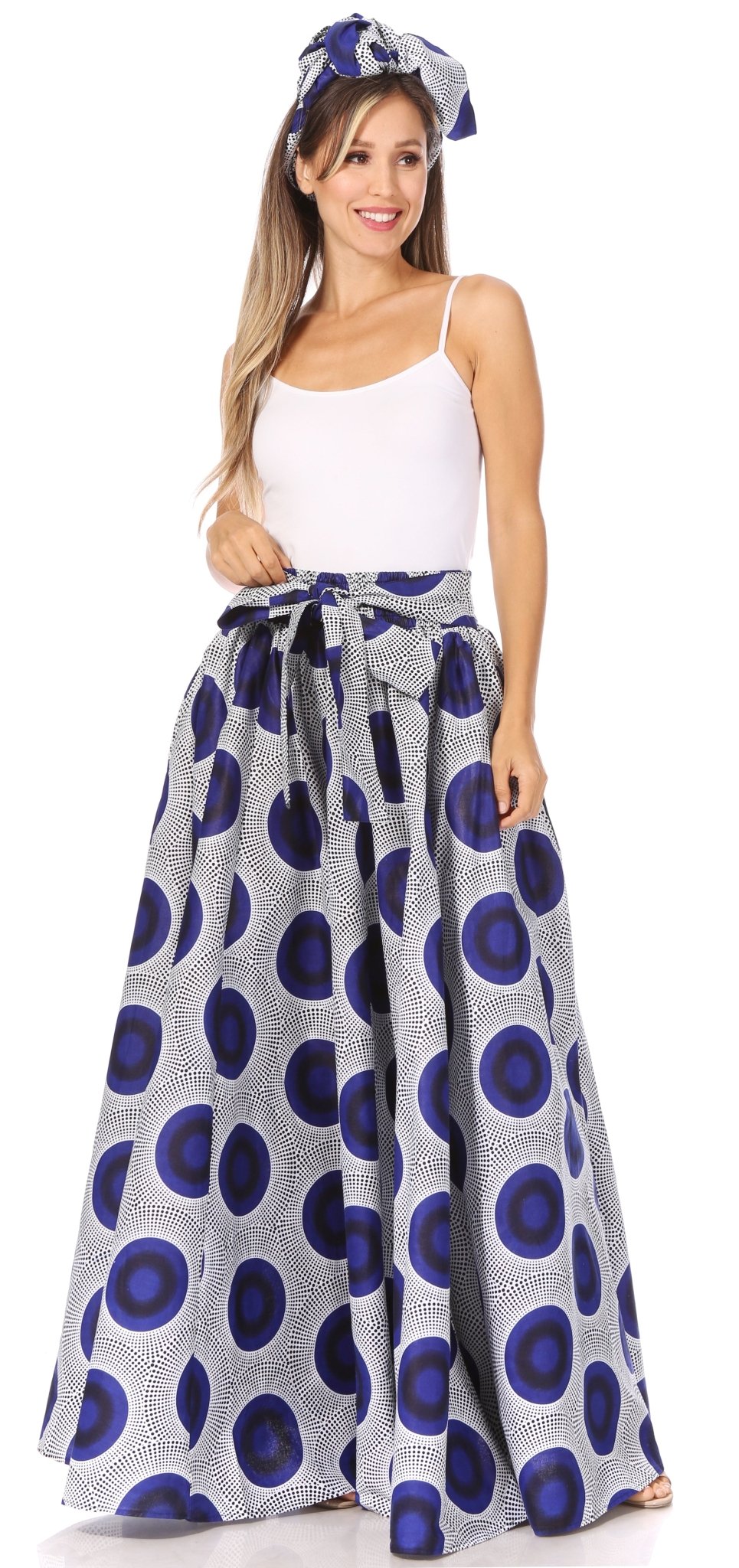 Sakkas Asma's Second Convertible Traditional Wax Print Maxi Skirt with Adjustable Straps - Buy One, Get One 50% Off skirts La Vie Bien Sakkas Asma's Second Convertible Traditional Wax Print Maxi Skirt with Adjustable Straps - Buy One, Get One 50% Off