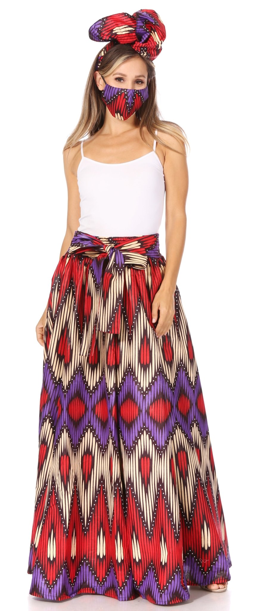 Sakkas Asma's Second Convertible Traditional Wax Print Maxi Skirt with Adjustable Straps - Buy One, Get One 50% Off skirts La Vie Bien Sakkas Asma's Second Convertible Traditional Wax Print Maxi Skirt with Adjustable Straps - Buy One, Get One 50% Off