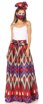 Sakkas Asma's Second Convertible Traditional Wax Print Maxi Skirt with Adjustable Straps - Buy One, Get One 50% Off skirts La Vie Bien Sakkas Asma's Second Convertible Traditional Wax Print Maxi Skirt with Adjustable Straps - Buy One, Get One 50% Off