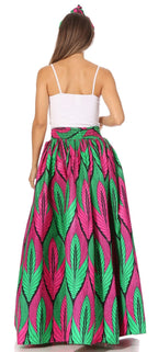 Sakkas Asma's Second Convertible Traditional Wax Print Maxi Skirt with Adjustable Straps - Buy One, Get One 50% Off skirts La Vie Bien Sakkas Asma's Second Convertible Traditional Wax Print Maxi Skirt with Adjustable Straps - Buy One, Get One 50% Off
