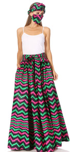 Sakkas Asma's Second Convertible Traditional Wax Print Maxi Skirt with Adjustable Straps - Buy One, Get One 50% Off skirts La Vie Bien Sakkas Asma's Second Convertible Traditional Wax Print Maxi Skirt with Adjustable Straps - Buy One, Get One 50% Off