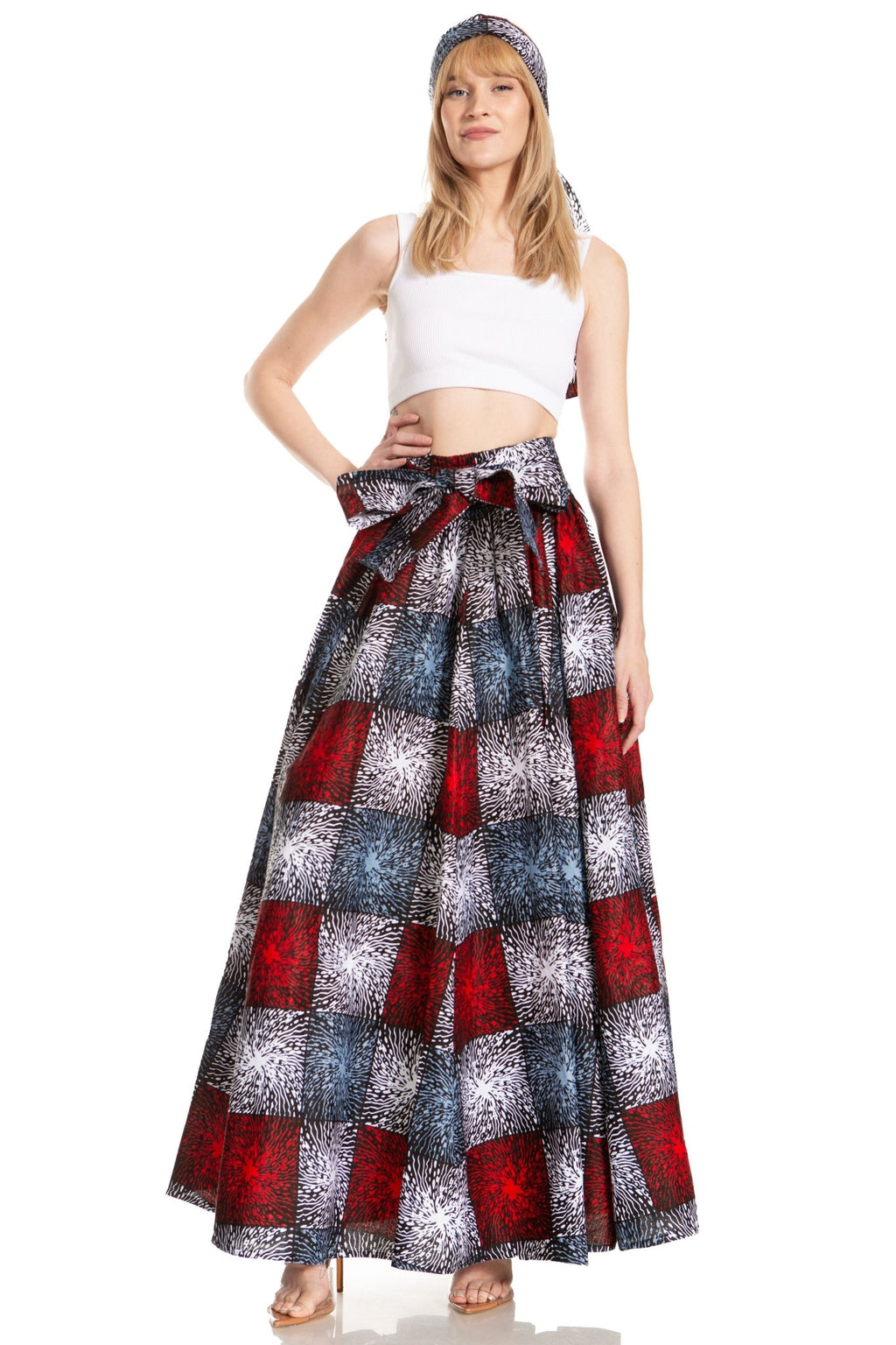 Sakkas Asma's Second Convertible Traditional Wax Print Maxi Skirt with Adjustable Straps - Buy One, Get One 50% Off skirts La Vie Bien Sakkas Asma's Second Convertible Traditional Wax Print Maxi Skirt with Adjustable Straps - Buy One, Get One 50% Off
