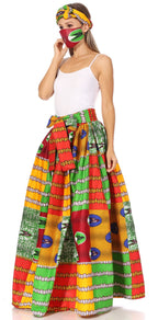 Sakkas Asma's Second Convertible Traditional Wax Print Maxi Skirt with Adjustable Straps - Buy One, Get One 50% Off skirts La Vie Bien Sakkas Asma's Second Convertible Traditional Wax Print Maxi Skirt with Adjustable Straps - Buy One, Get One 50% Off