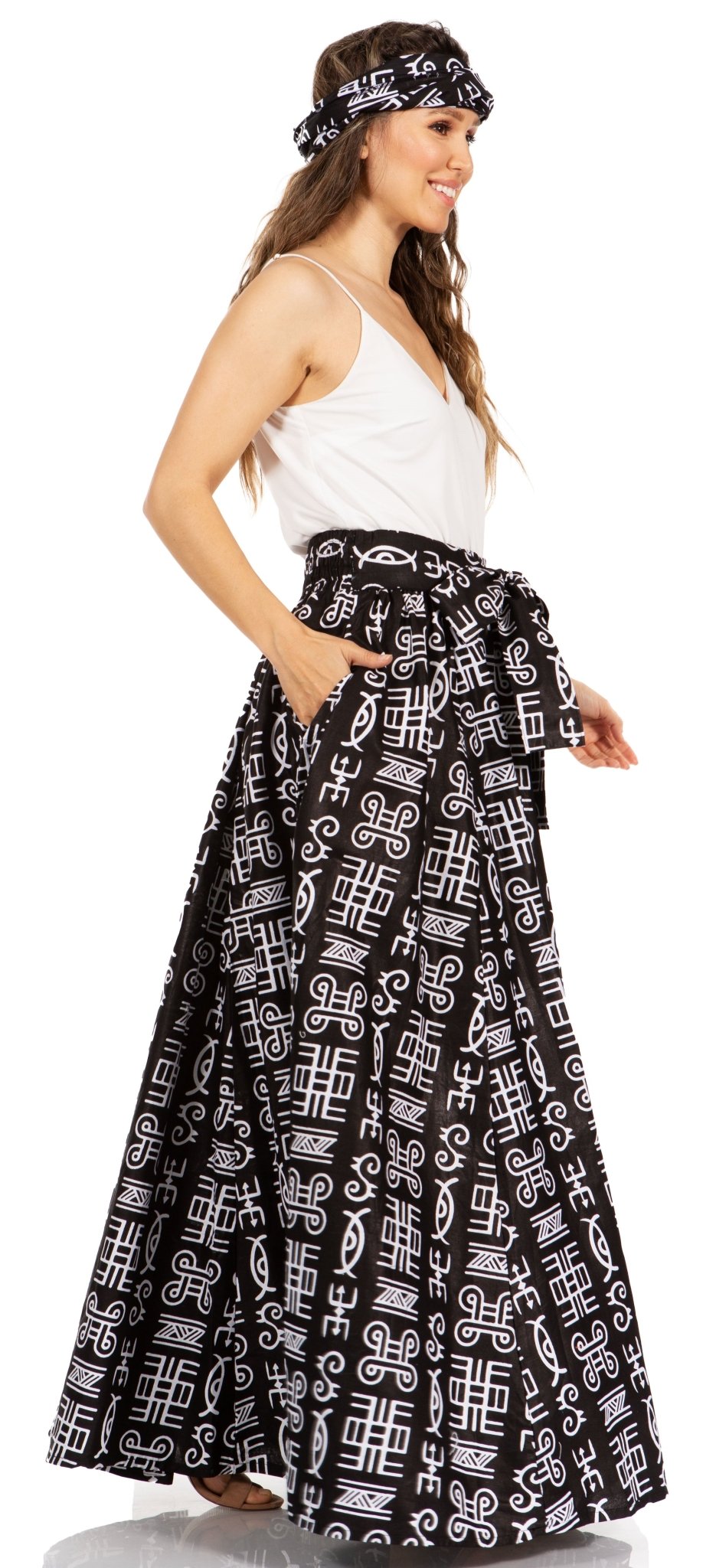 Sakkas Asma's Second Convertible Traditional Wax Print Maxi Skirt with Adjustable Straps - Buy One, Get One 50% Off skirts La Vie Bien Sakkas Asma's Second Convertible Traditional Wax Print Maxi Skirt with Adjustable Straps - Buy One, Get One 50% Off