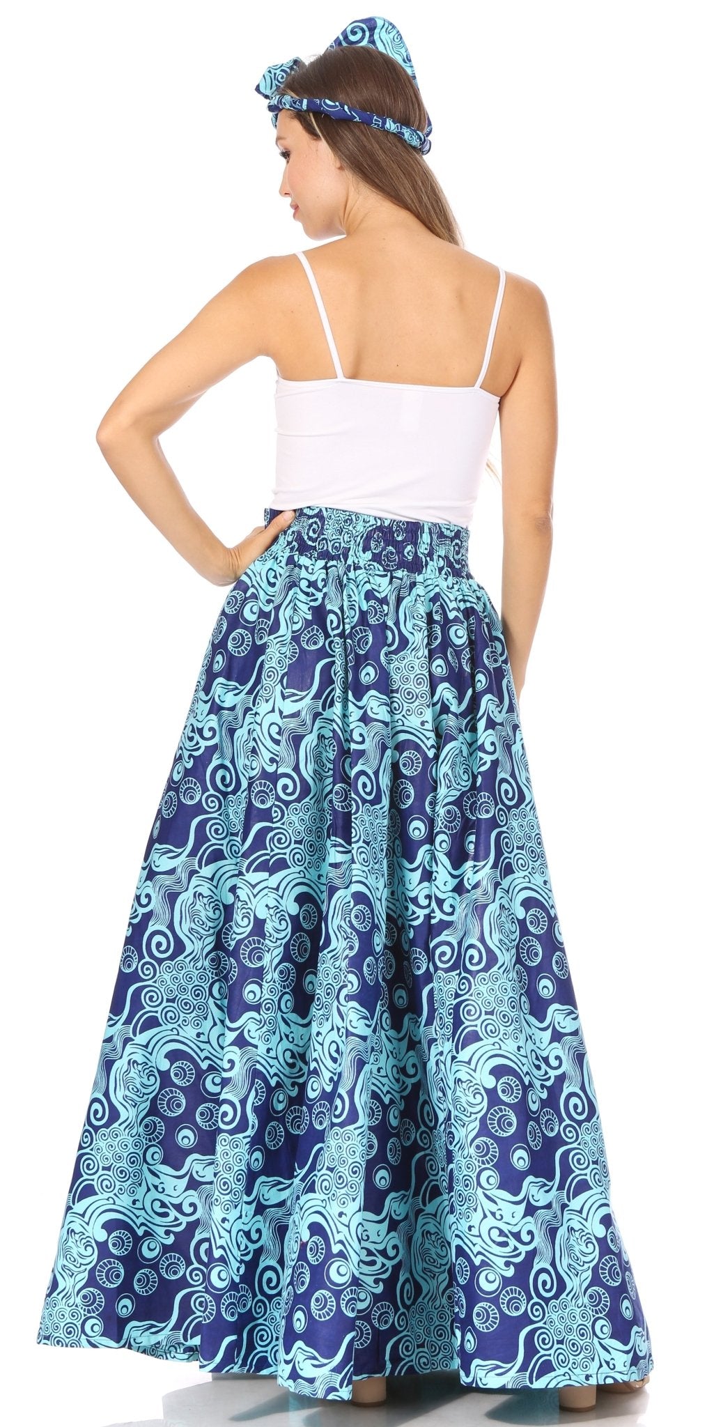 Sakkas Asma's Second Convertible Traditional Wax Print Maxi Skirt with Adjustable Straps - Buy One, Get One 50% Off skirts La Vie Bien Sakkas Asma's Second Convertible Traditional Wax Print Maxi Skirt with Adjustable Straps - Buy One, Get One 50% Off