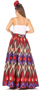 Sakkas Asma's Second Convertible Traditional Wax Print Maxi Skirt with Adjustable Straps - Buy One, Get One 50% Off skirts La Vie Bien Sakkas Asma's Second Convertible Traditional Wax Print Maxi Skirt with Adjustable Straps - Buy One, Get One 50% Off