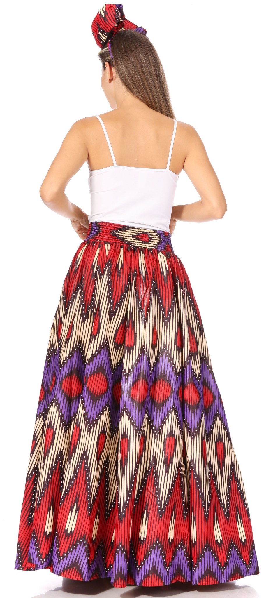 Sakkas Asma's Second Convertible Traditional Wax Print Maxi Skirt with Adjustable Straps - Buy One, Get One 50% Off skirts La Vie Bien Sakkas Asma's Second Convertible Traditional Wax Print Maxi Skirt with Adjustable Straps - Buy One, Get One 50% Off