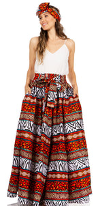 Sakkas Asma's Second Convertible Traditional Wax Print Maxi Skirt with Adjustable Straps - Buy One, Get One 50% Off skirts La Vie Bien Sakkas Asma's Second Convertible Traditional Wax Print Maxi Skirt with Adjustable Straps - Buy One, Get One 50% Off