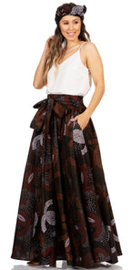 Sakkas Asma's Second Convertible Traditional Wax Print Maxi Skirt with Adjustable Straps - Buy One, Get One 50% Off skirts La Vie Bien Sakkas Asma's Second Convertible Traditional Wax Print Maxi Skirt with Adjustable Straps - Buy One, Get One 50% Off