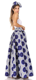 Sakkas Asma's Second Convertible Traditional Wax Print Maxi Skirt with Adjustable Straps - Buy One, Get One 50% Off skirts La Vie Bien Sakkas Asma's Second Convertible Traditional Wax Print Maxi Skirt with Adjustable Straps - Buy One, Get One 50% Off