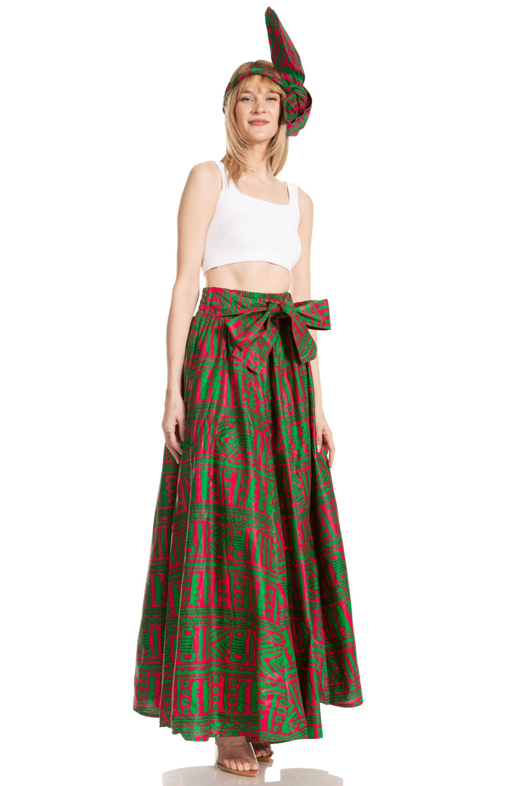 Sakkas Asma's Second Convertible Traditional Wax Print Maxi Skirt with Adjustable Straps - Buy One, Get One 50% Off skirts La Vie Bien Sakkas Asma's Second Convertible Traditional Wax Print Maxi Skirt with Adjustable Straps - Buy One, Get One 50% Off