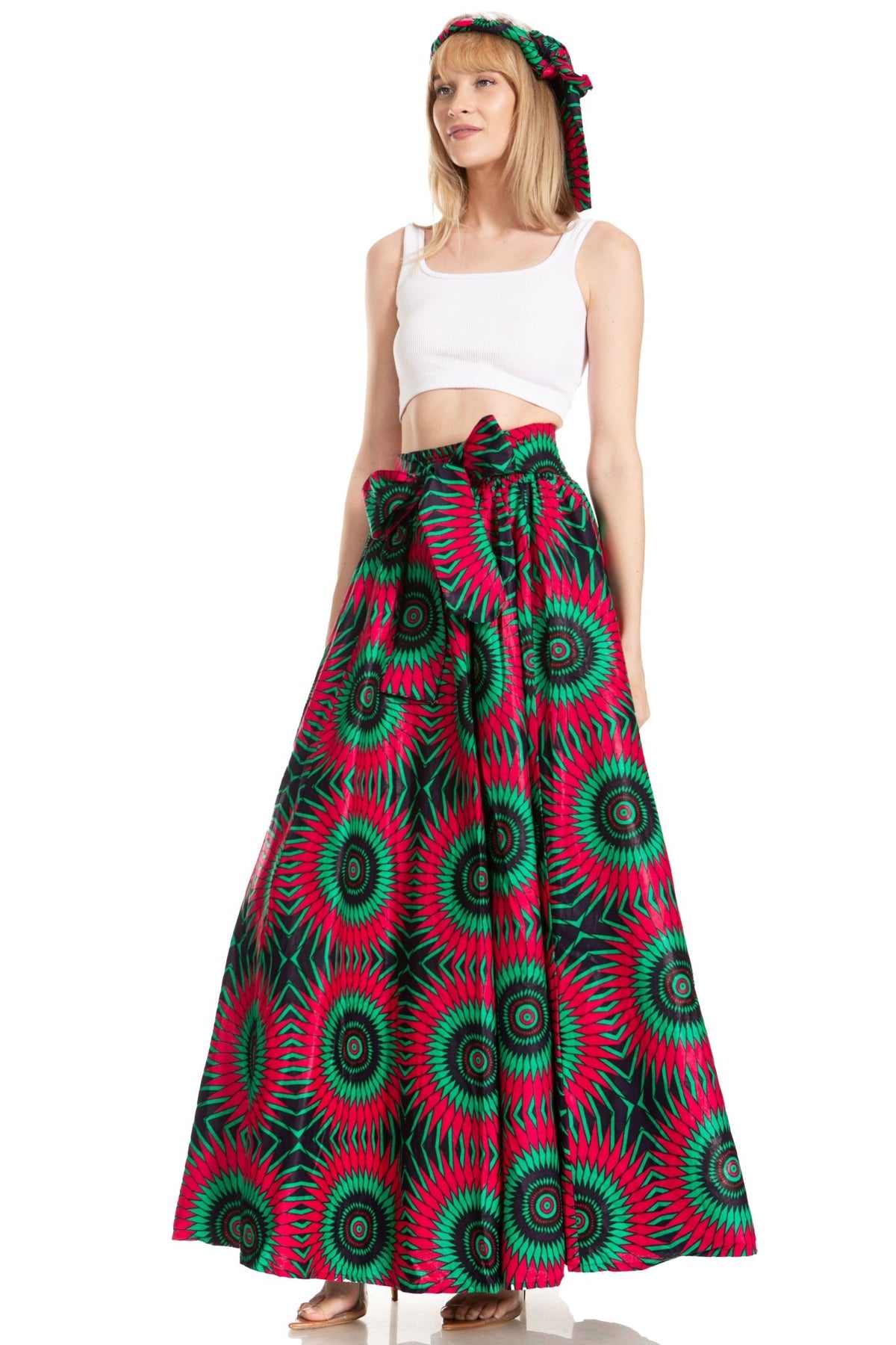 Sakkas Asma's Second Convertible Traditional Wax Print Maxi Skirt with Adjustable Straps - Buy One, Get One 50% Off skirts La Vie Bien Sakkas Asma's Second Convertible Traditional Wax Print Maxi Skirt with Adjustable Straps - Buy One, Get One 50% Off